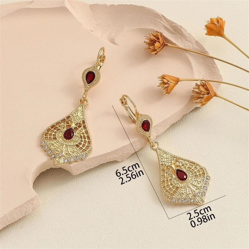1 Pair Elegant Vintage Style Lady Geometric Inlay Zinc Alloy Zirconia 18K Gold Plated Drop Earrings