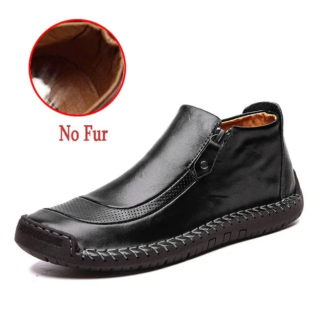 Fashion Winter Men's Boots Warm Fur Men's Boots Snow Leather Men's Boots Autumn Mens Basic Boots Outdoor Men's Driving Shoes