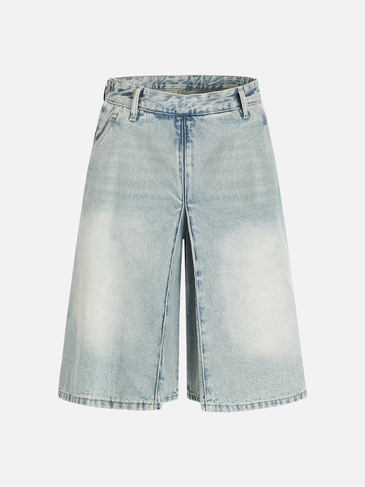 Blue Act Chic Two Layer Washed Longline Jorts Front