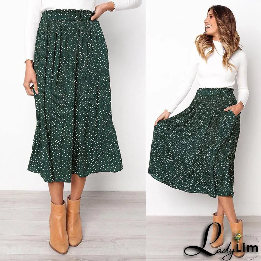 Women Pocket Pleated Skirt