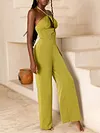 Solid Color Backless Jumpsuits Bottoms