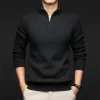 Men's Half Zip Solid Color Casual Sweater