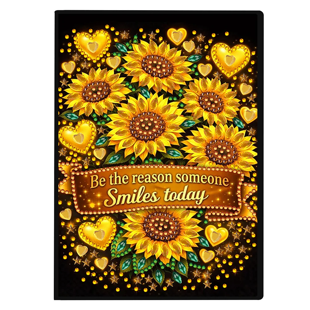 DIY Flower Diamond Painting Journals Notebooks 50 Pages A5 No Lines Special Shaped Diamond Art Kits for Beginners Craft Lovers and Artists (Sunflower)