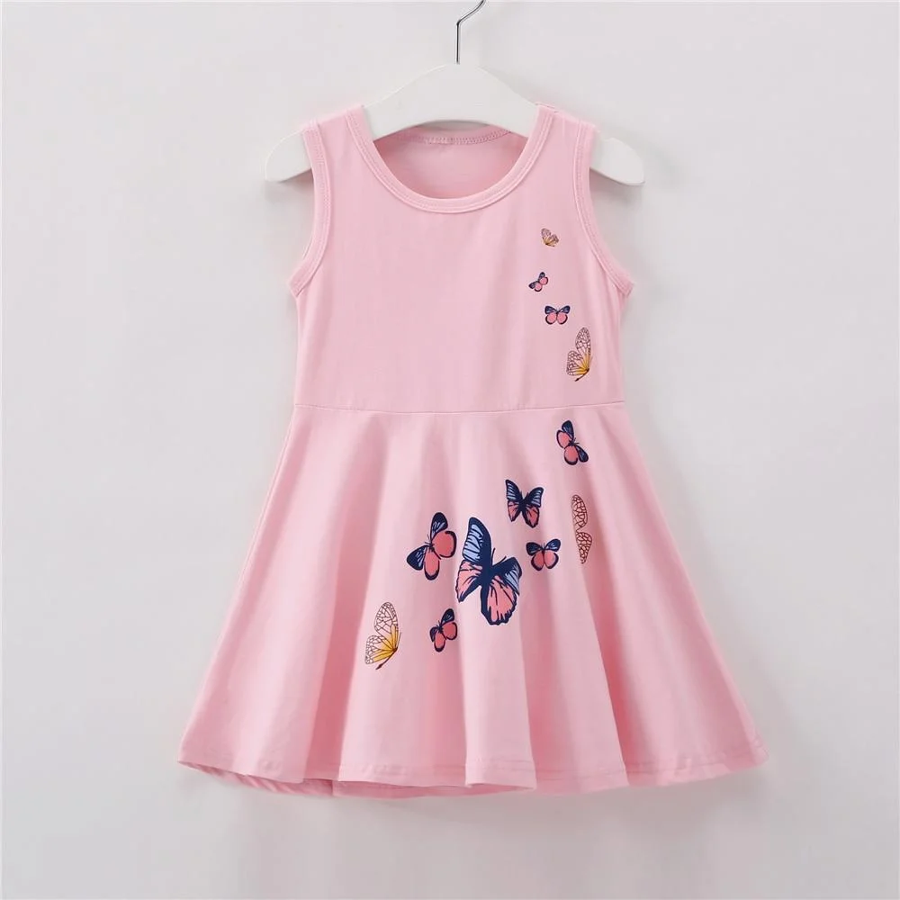 Toddler Baby Girl Dress Cotton Sleeveless Kids Princess Dress Summer Casual Pink Sundress for Girls 2-7 Year Children Clothing