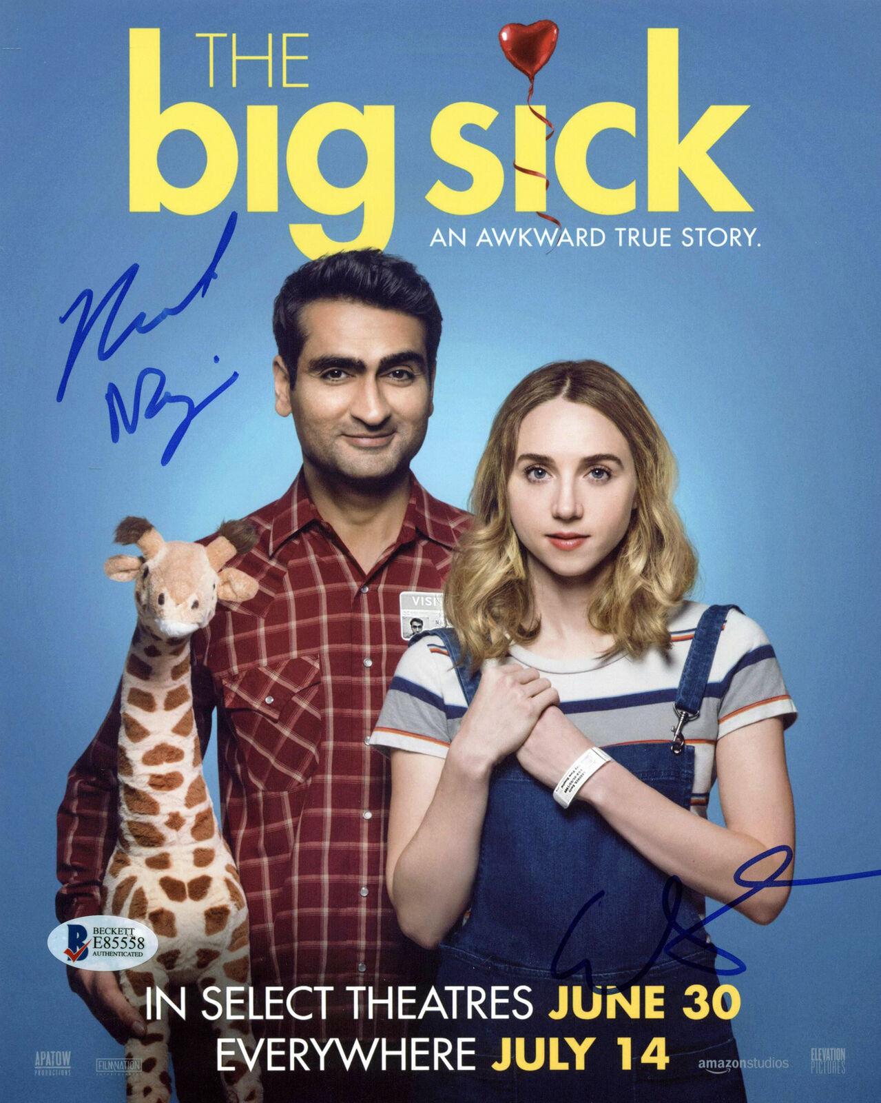 Kumail Nanjiani & Emily Gordon The Big Sick Signed 8x10 Photo Poster painting BAS #E85558