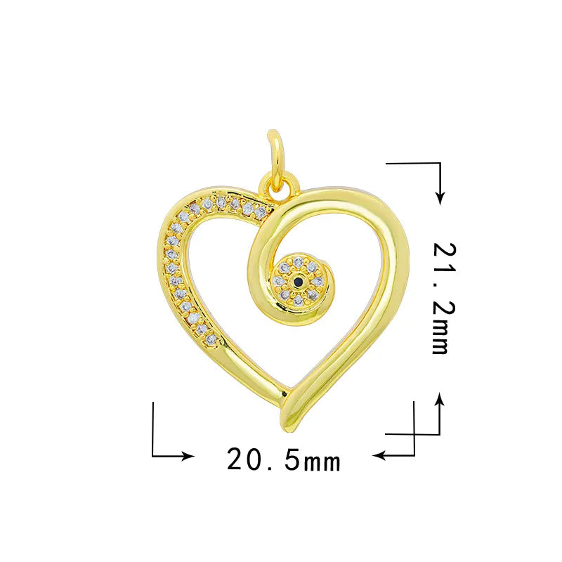 1 Piece 18*20.5mm 19*33mm Copper Zircon Star Moon Heart Shape Pendant