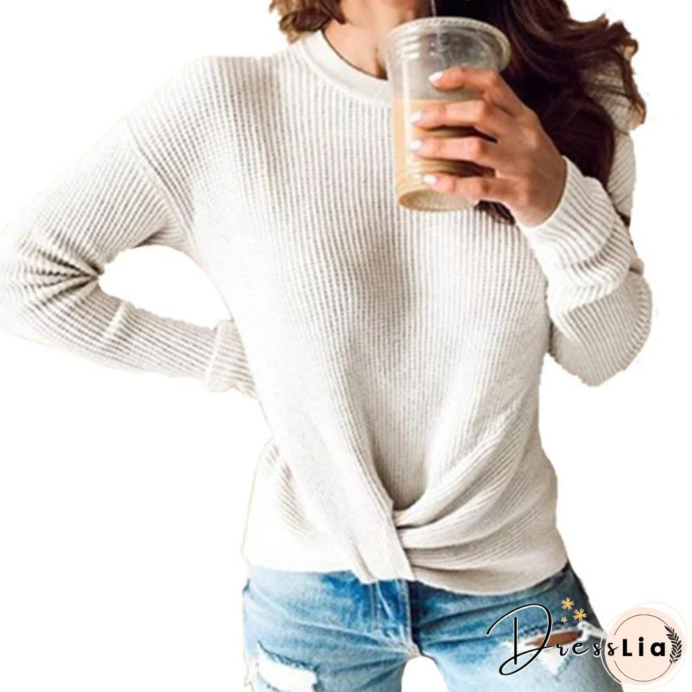 Round Neck Asymmetrical Sweater