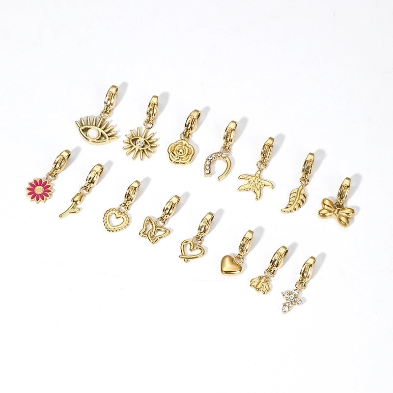 Casual Minimalist Heart Shape Flower 304 Stainless Steel Artificial Rhinestones Zircon 18K Gold Plated Polishing Inlay Bracelets Necklace