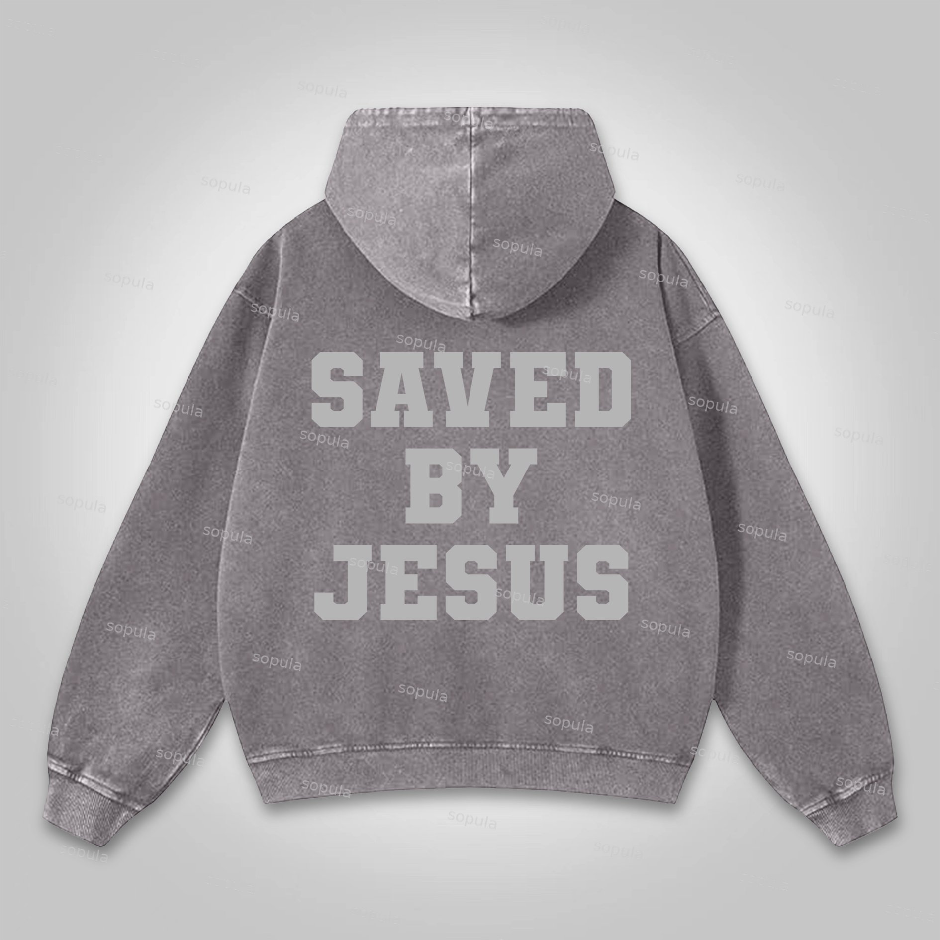 Sopula Saved By Jesus No. 77 Graphic Washed Distressed Pocket Hoodie