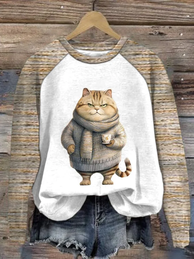 Women'S Cat Print Casual Sweatshirt socialshop