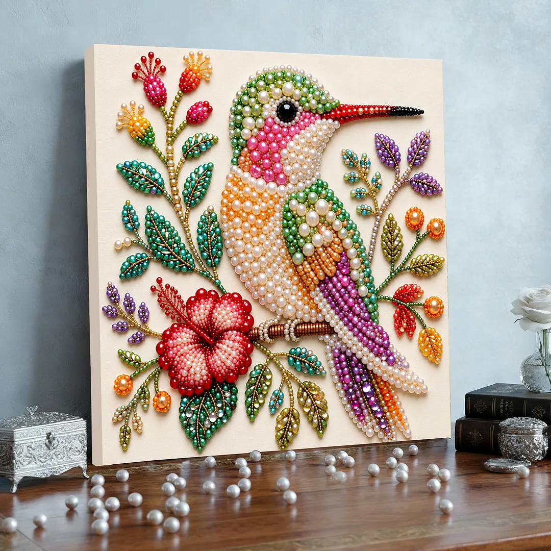 Framed Pearl Painting Kit Hummingbird 7.87x7.87in