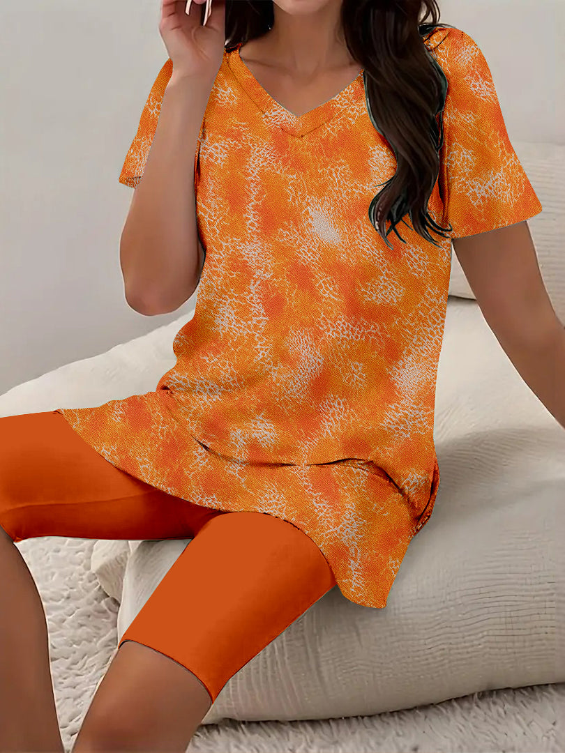 Women Long Sleeve V-neck Graphic Floral Printed Top