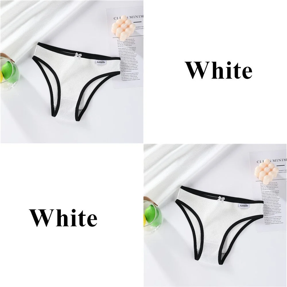 Abbille Women's Cotton Panties Soft Striped Patchwork Women Underpants Solid Girls Briefs Sexy Female Lingerie Comfort Underwear