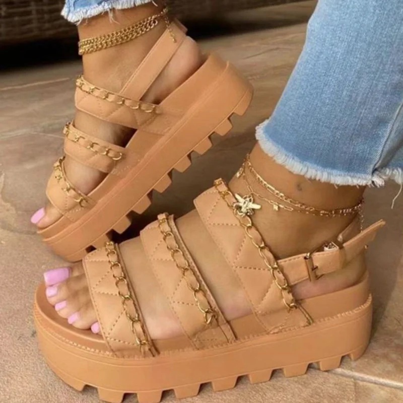Light Brown Fashion Casual Hollowed Out Patchwork Sandals | EGEMISS