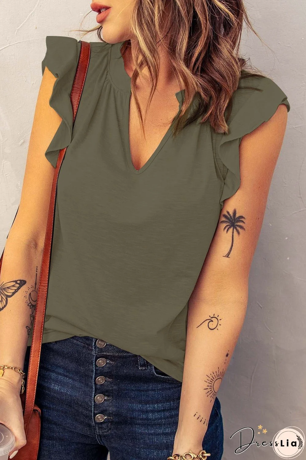 Solid V Neck Short Sleeve T-Shirt
