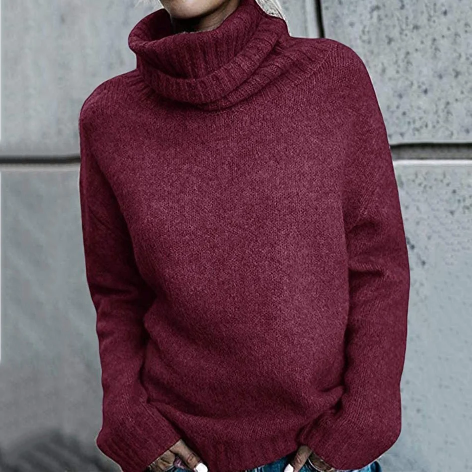 Vintage Irregular Turtleneck Long Sleeve Knitted Sweater