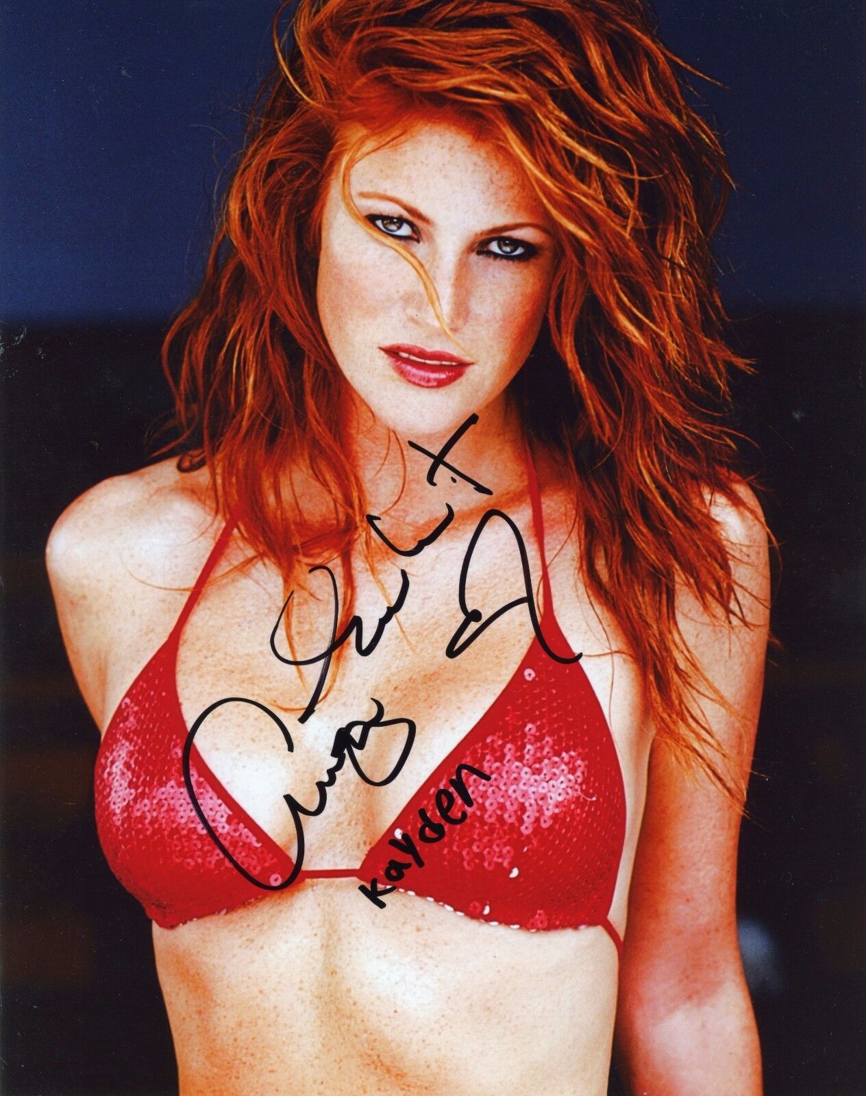 ~~ ANGIE EVERHART Authentic Hand-Signed Sports Illustrated swimsuit