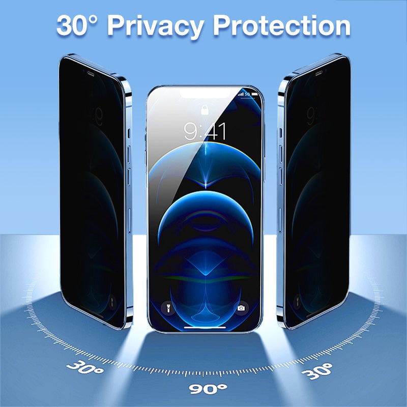 CasesBest® Anti-Spy Tempered Glass Screen Protector for iPhone - HD Clear, Dust-Proof & Easy Install Kit