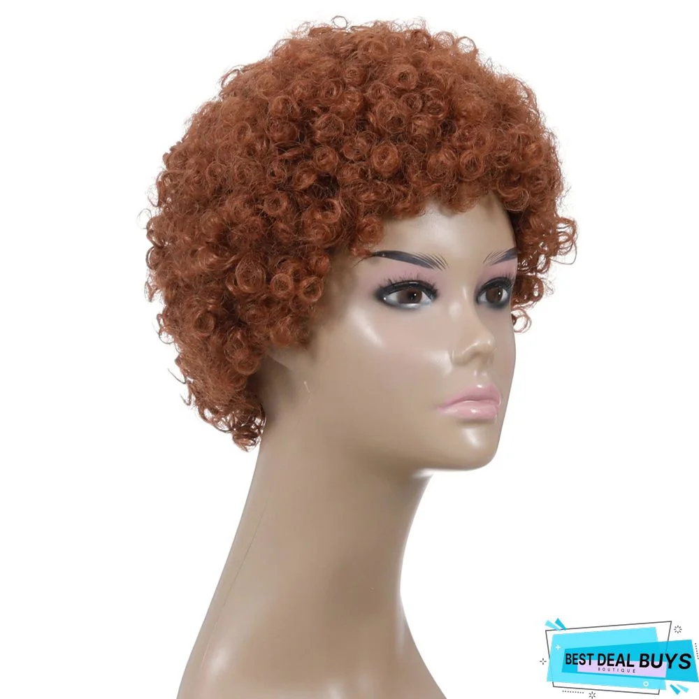 Small Curly Hair Wig, Chemical Fiber High-Temperature Silk Headgear Wig For Ladies