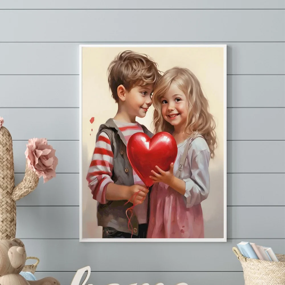 Diamond Painting - Full Round Drill - Kid Sweet Couple(Canvas|30*40cm)