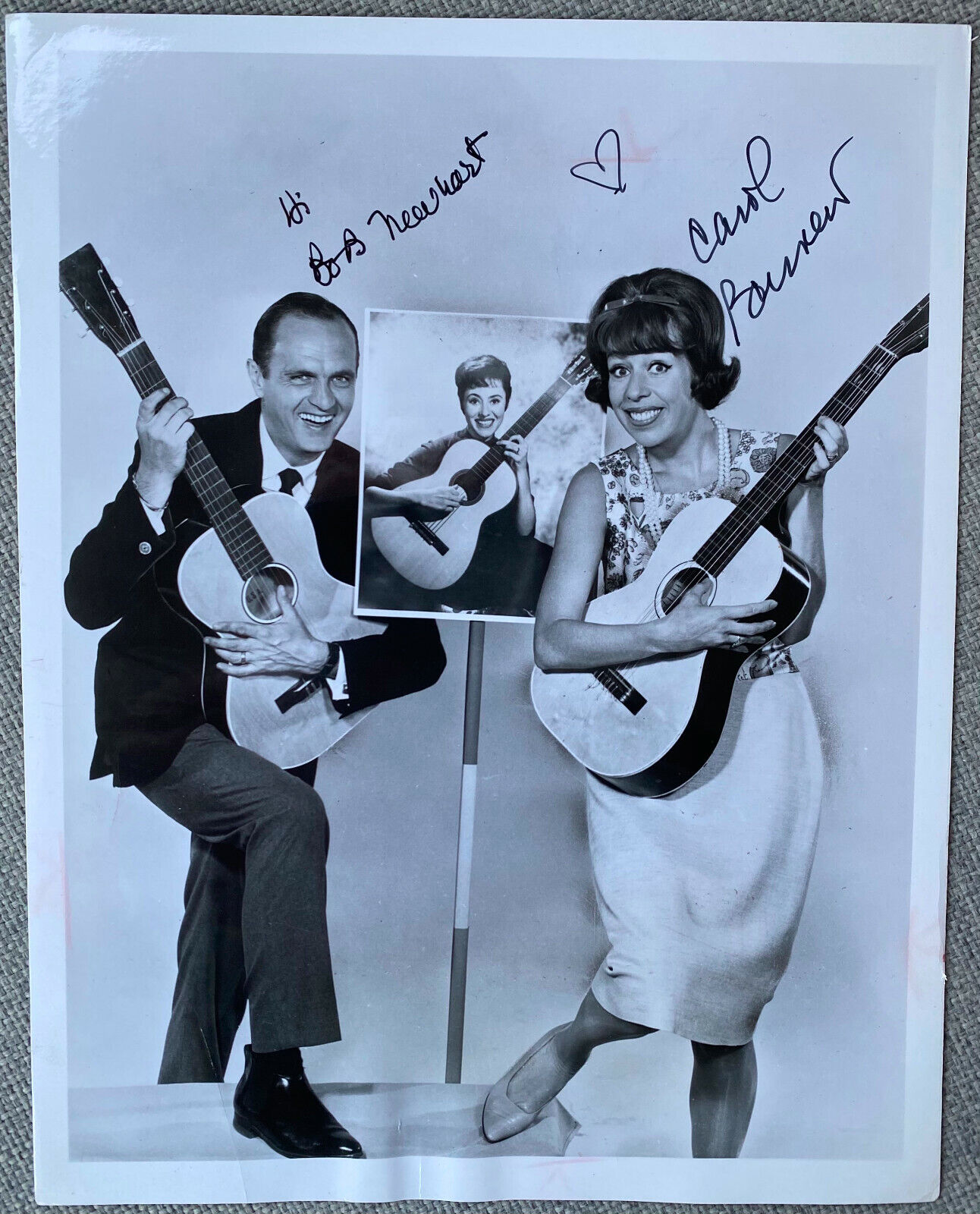 Bob Newhart & Carol Burnett Signed IP Vintage 7x9 B&W CBS Promo Photo Poster painting - RARE