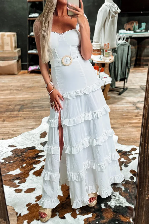 Elegant Strappy Ruffle Dress