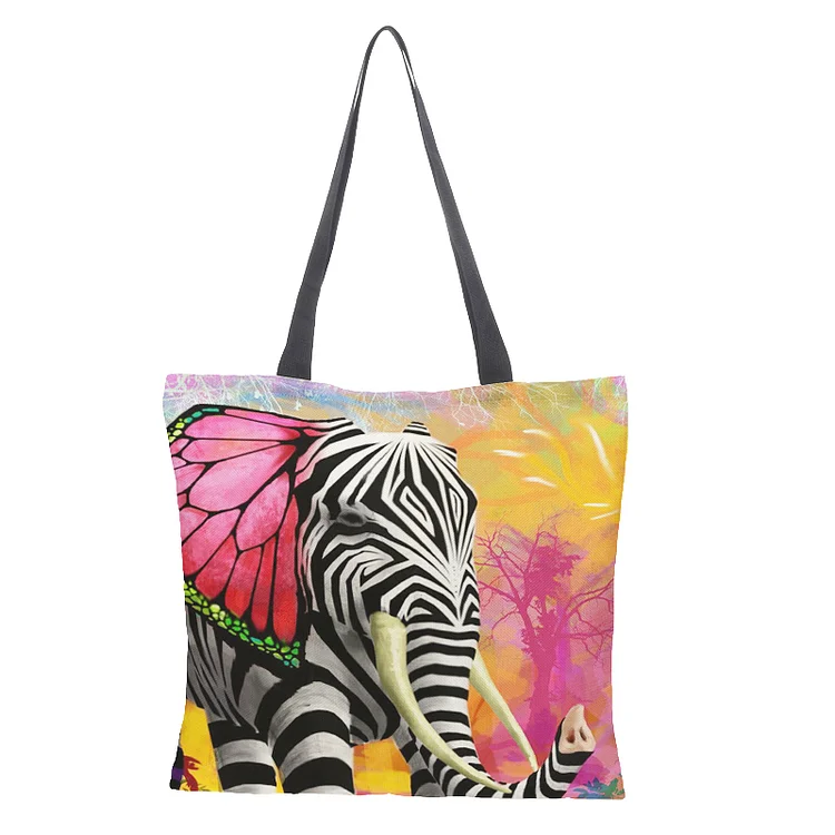 Linen Eco-friendly Tote Bag - Elephant