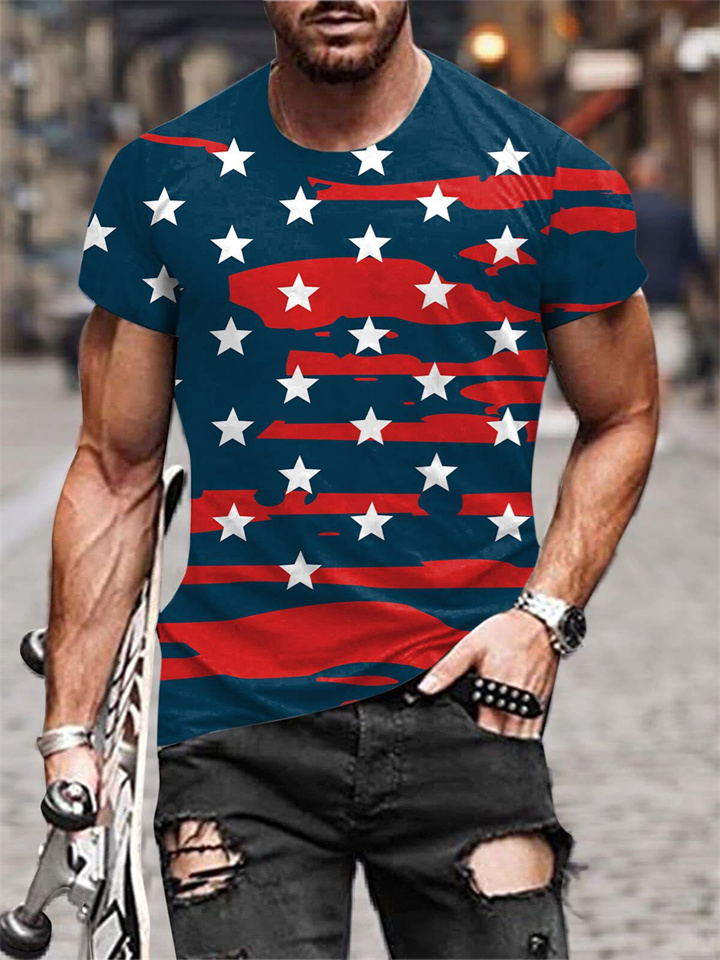 Regular Short-sleeved Men's T-shirt Round Neck Printed Top S M L XL 2XL 3XL 4XL 5XL