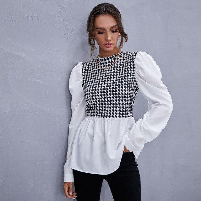 New Autumn Women Long Sleeve Plaid Patchwork Shirts Feminina Lady Casual Fake Two Pices Blouse & Tops - Shop Trendy Women's Fashion | TeeYours