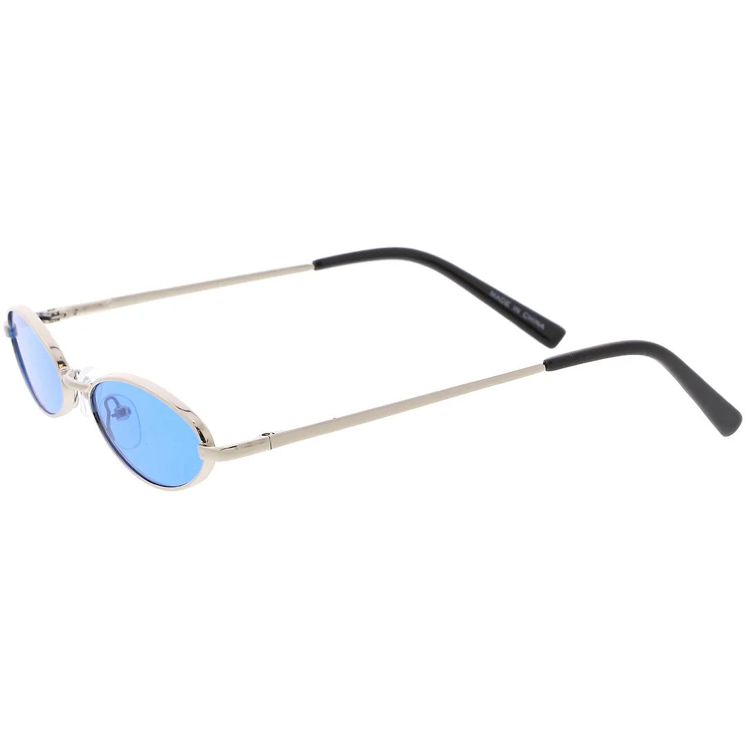 Retro Small Oval glasses Slim Arms Color Tinted Flat Lens 51mm