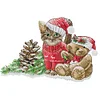 [Brand]Christmas Kitten And Bear - 14CT Stamped Cross Stitch - 42*30cm - Xmas