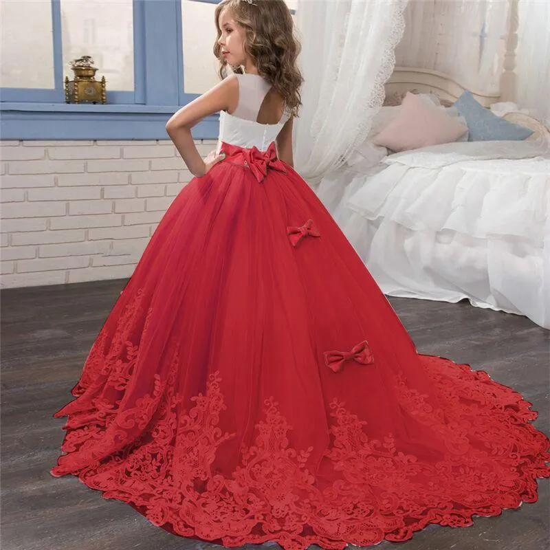 Girl Dress Bridesmaid Pageant Gown Dress Girl Kids Dresses for Girls Teenager 10 12 14 Years Party Wedding Lace Children Clothes