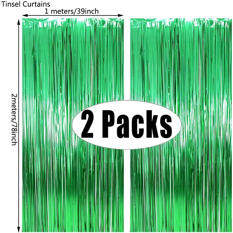 2Pack Party Backdrop Metallic Foil Fringe Tinsel Curtain Adult Kids Birthday Party Wedding Decoration Baby Shower Favor Supplies