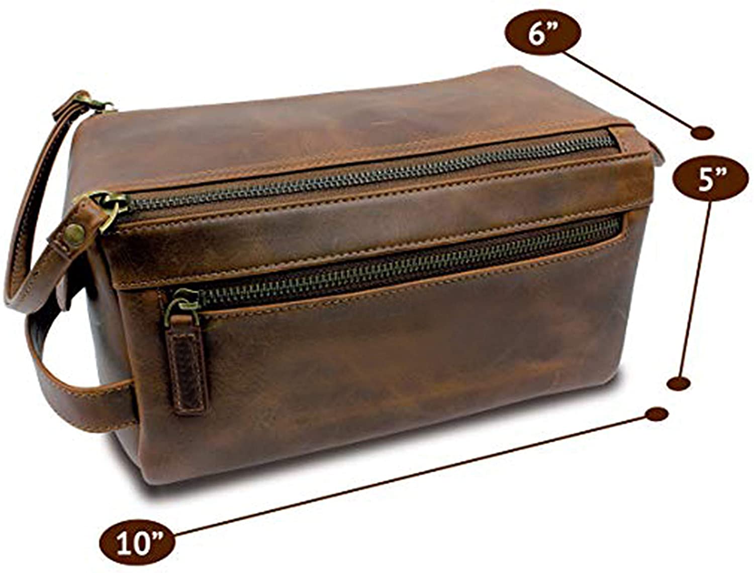 Genuine  Leather Unisex Toiletry Bag Travel Dopp Kit Made With High Class Buffalo Leather
