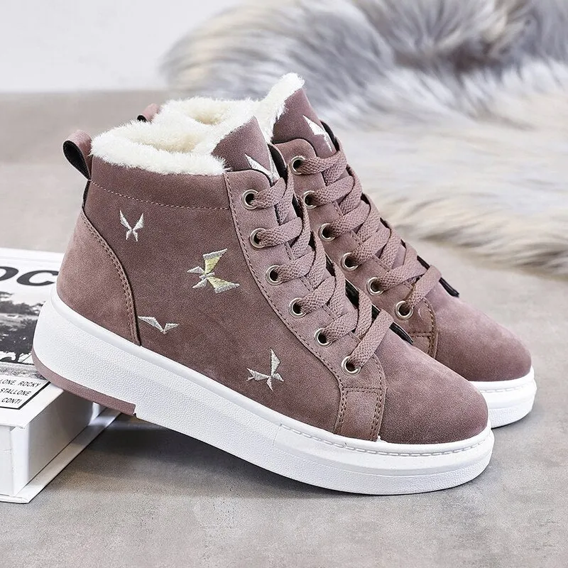 Winter Sneakers Women Ankle Snow Boots Female Platform High Top Women's Sneakers Fur Casual Shoes Woman Vulcanized basket femme