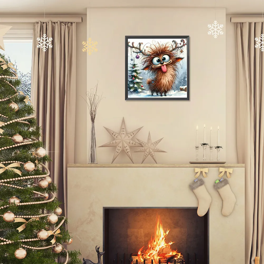 Diamond Painting - Full Round Drill - Christmas Elk(Canvas|30*30cm)