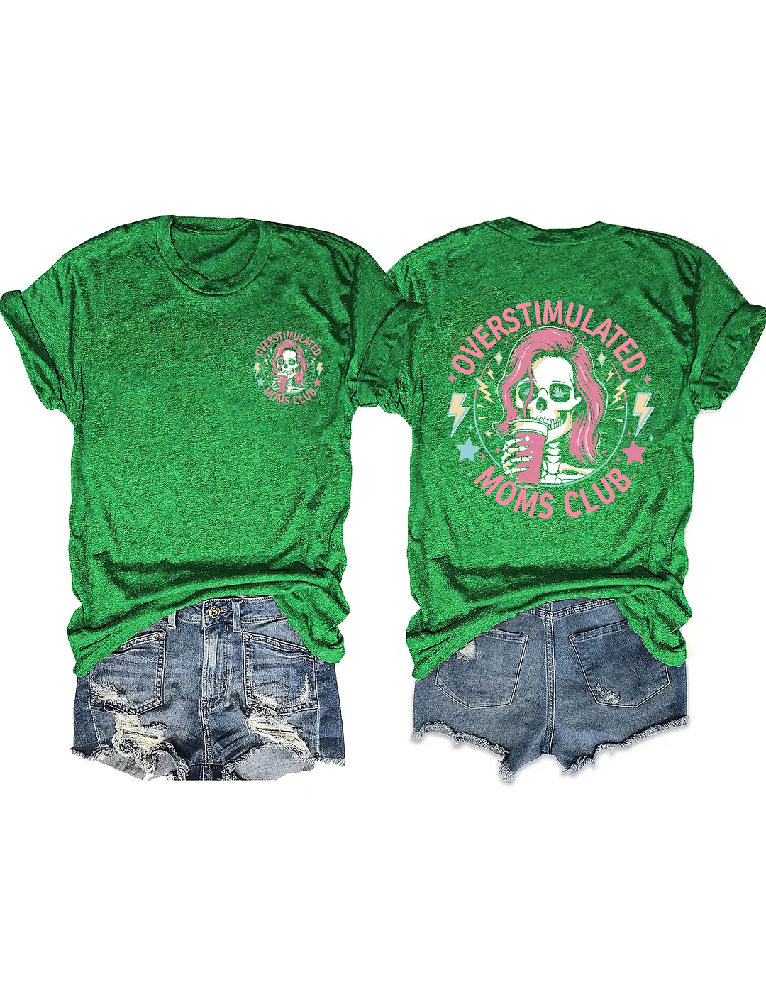 Skeleton Overstimulated Mom Club T-shirt