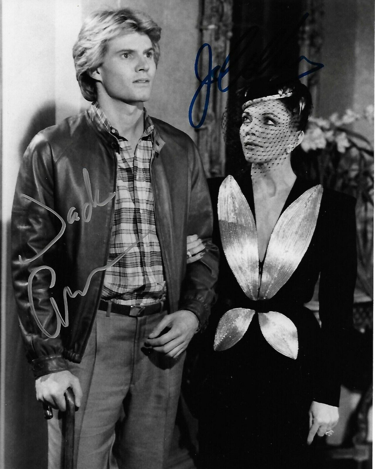 Joan Collins & Jack Coleman Dynasty Original Autographed 8X10 Photo Poster painting