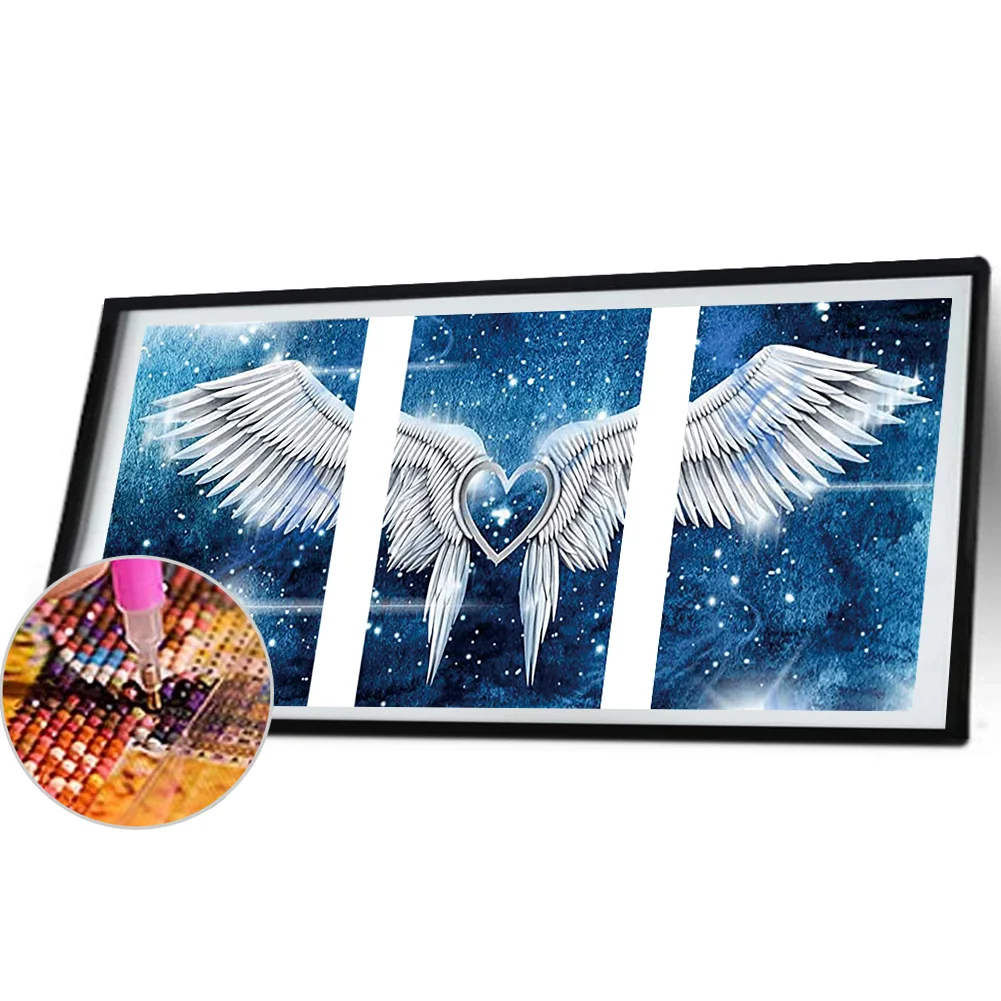 Diamond Painting - Full Round Drill - 3pcs Love Angel Wings(90*40cm)