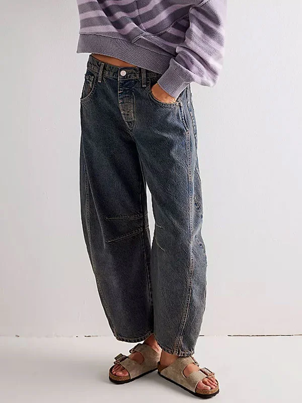 Mid Waist Wide Leg Vintage Women's Jeans