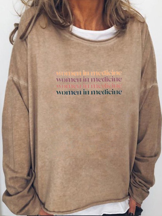 Long Sleeve Crew Neck Women in Medicine Sweatshirt