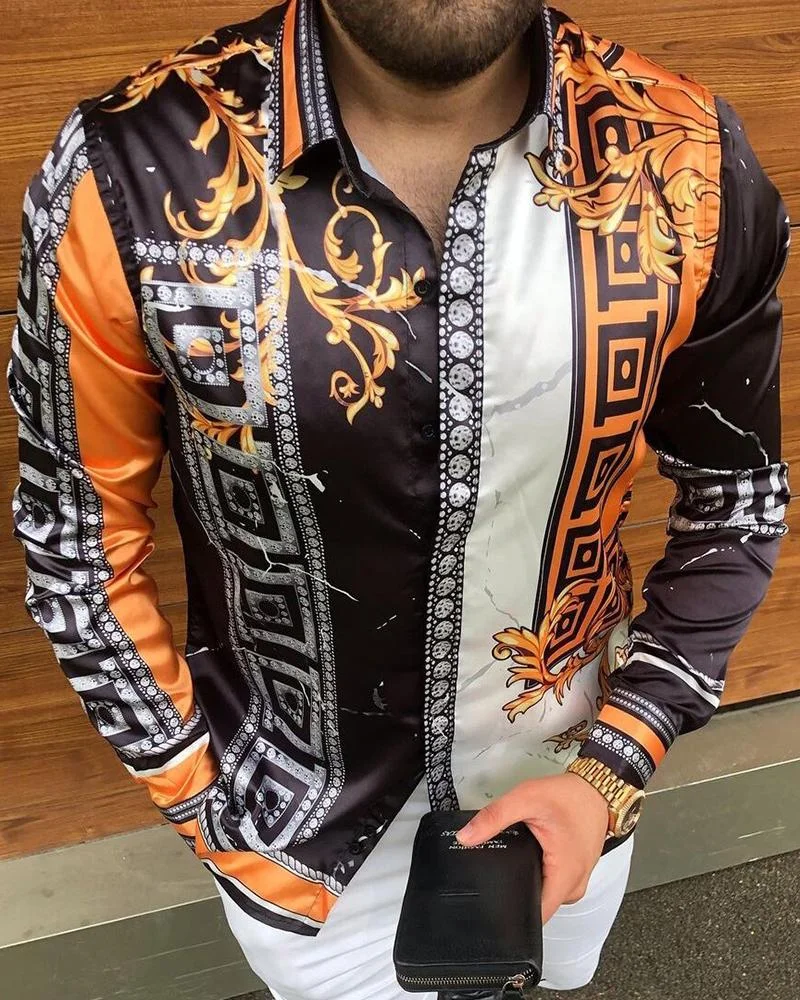 Casual Graphic Print Long-sleeved Shirt
