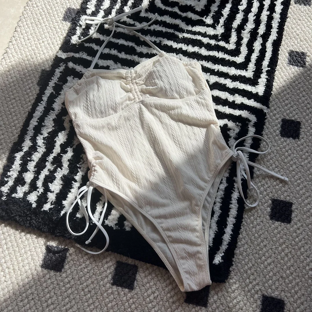 Uveng 2024 Sexy New Special Fabric Swimsuit Swimsuit Drawstring Tied Bikini