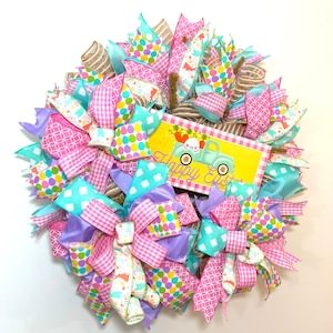 Easter Bunny Wreath for Front Door, Happy Easter Wall Decor, Spring Wreath, Front Door Wreath, Best Easter Wreath, Easter Truck Wreath