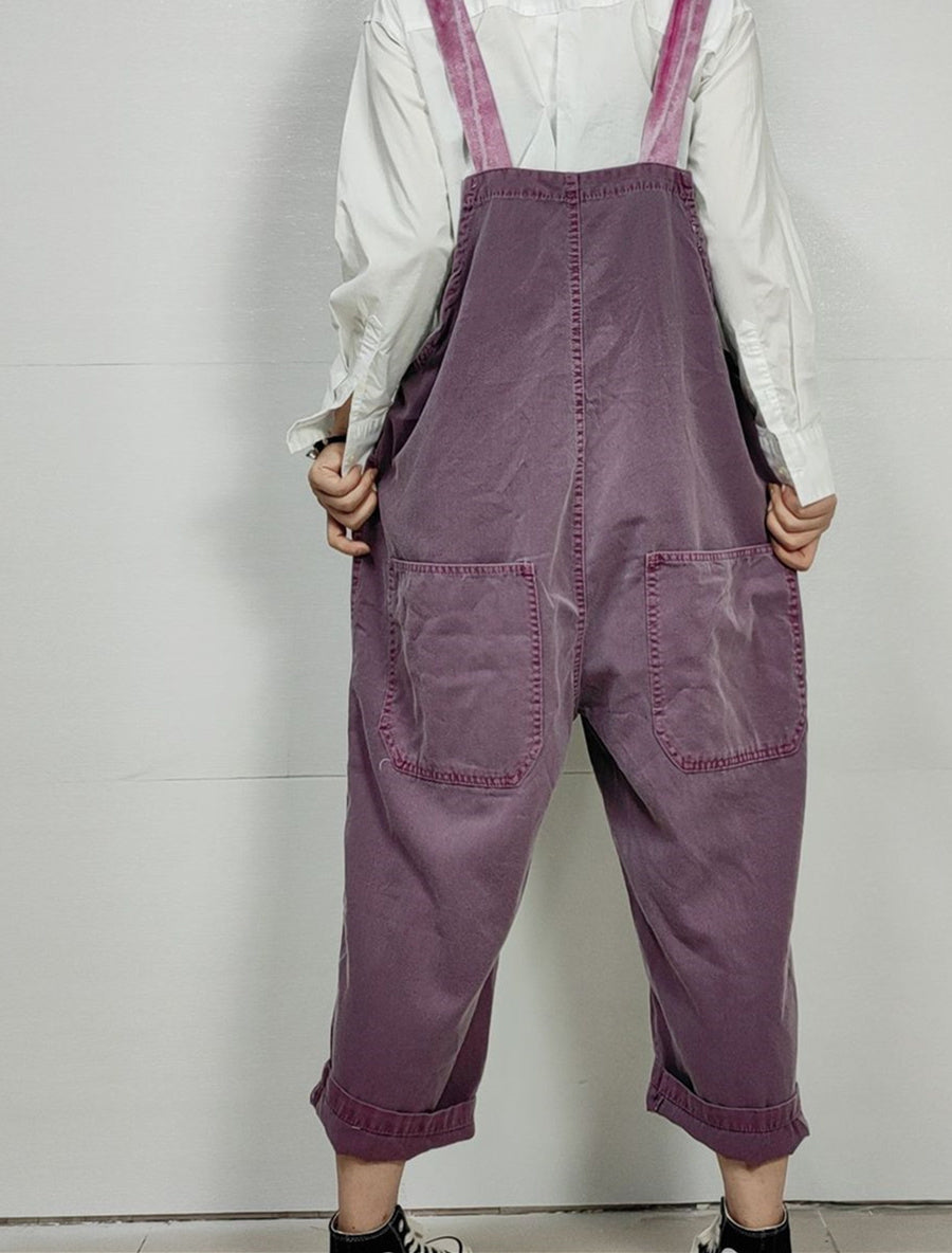 Women's Loose Sleeveless Casual Retro Wide-leg Workwear Denim Overalls Jumpsuit