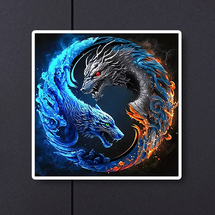 Dragon Yin Yang - Abstract Religious Diamond Painting, Full Round/Square 5D  Diamonds