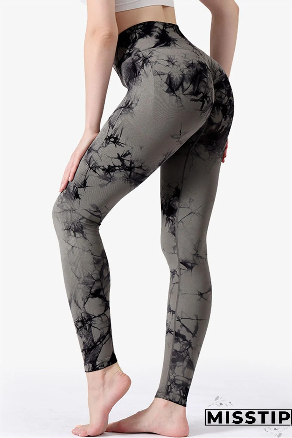 Black Casual Sportswear Print Basic Skinny High Waist Trousers