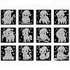 12Pcs DIY Pearl Painting Animal for Home Wall Decor(15x15cm)