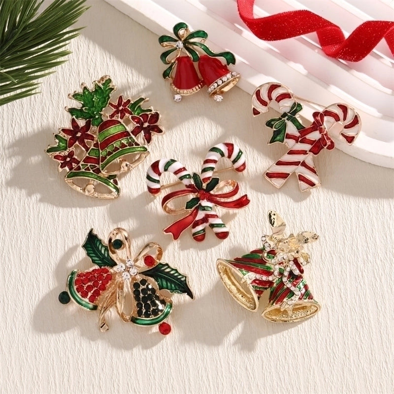 Cute Christmas Pin Bell Alloy Enamel Women's Brooches