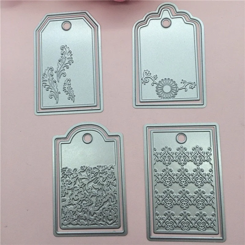 4x Label Tags Metal Cutting Dies Stencil Scrapbooking Album Embossing Craft DIY